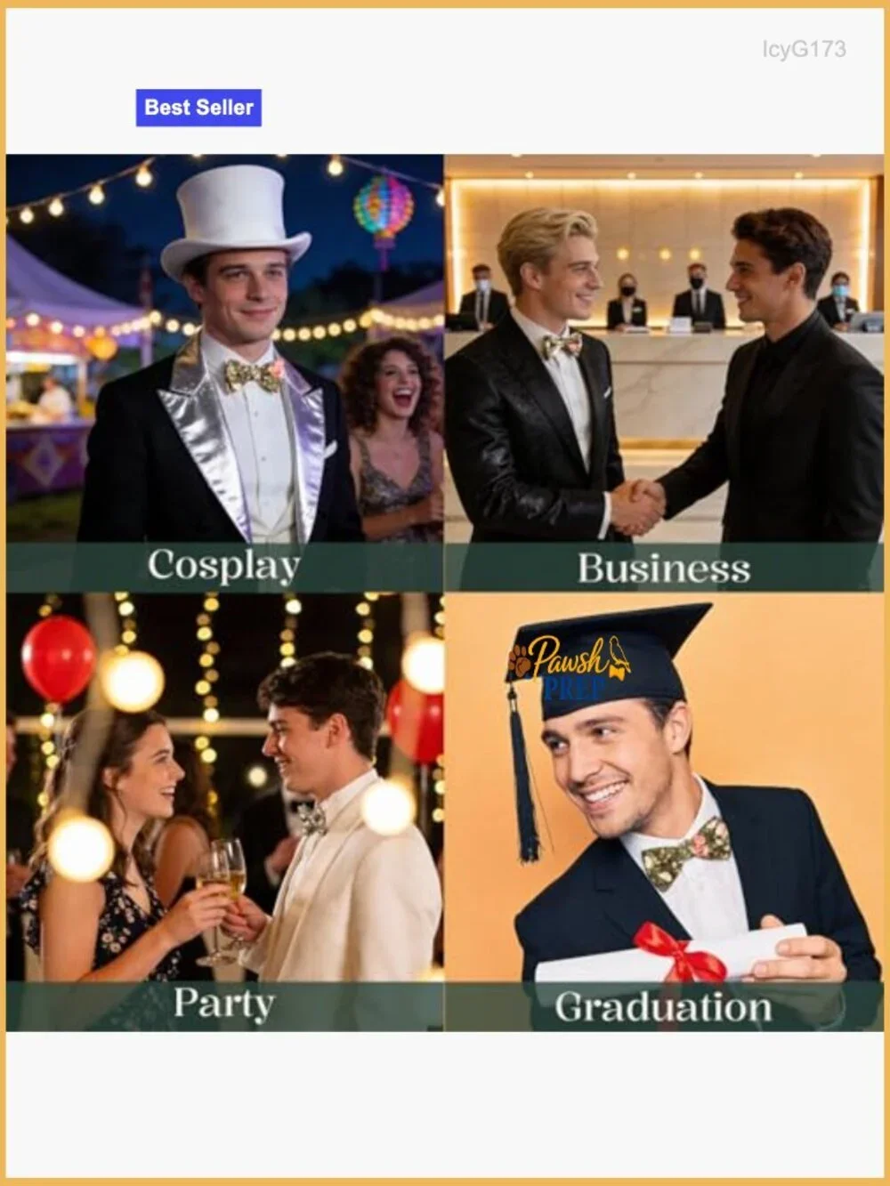Pre-Tied Adjustable Bow Tie for Weddings Business Formal Events